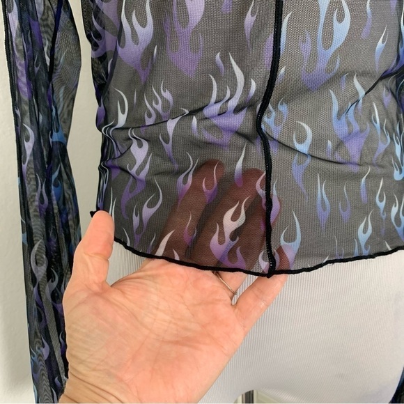 Unif Desire Flame Mesh Semi Sheer Long Sleeve Top Size medium - Picture 9 of 14